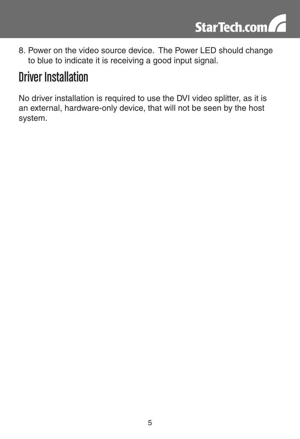 Driver installation | StarTech.com ST122DVIA 2 Port DVI Video Splitter with Audio User Manual | Page 8 / 11