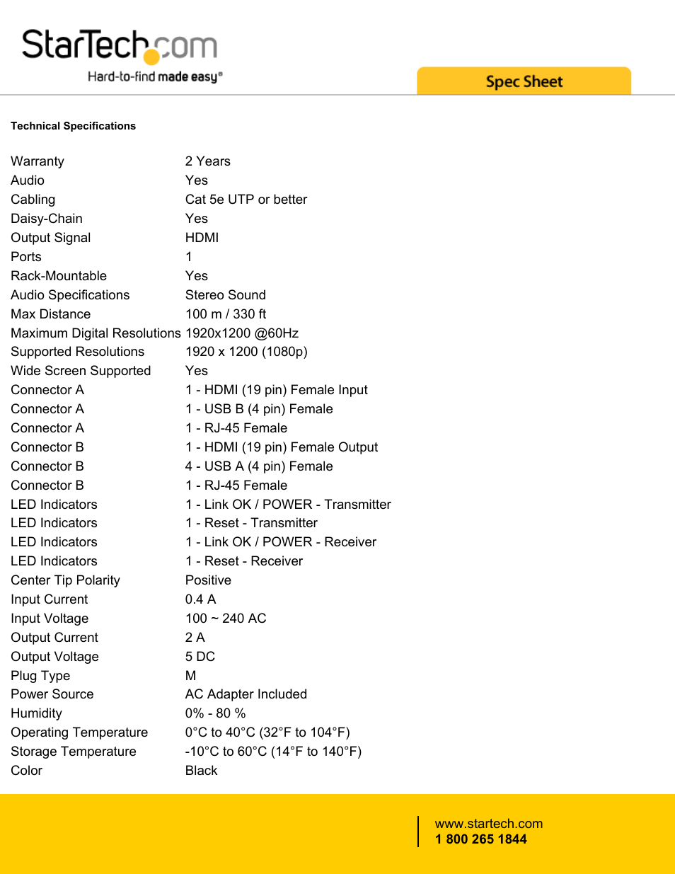 StarTech.com HDMI and USB over Cat5e/6 Distribution Kit User Manual | Page 4 / 5