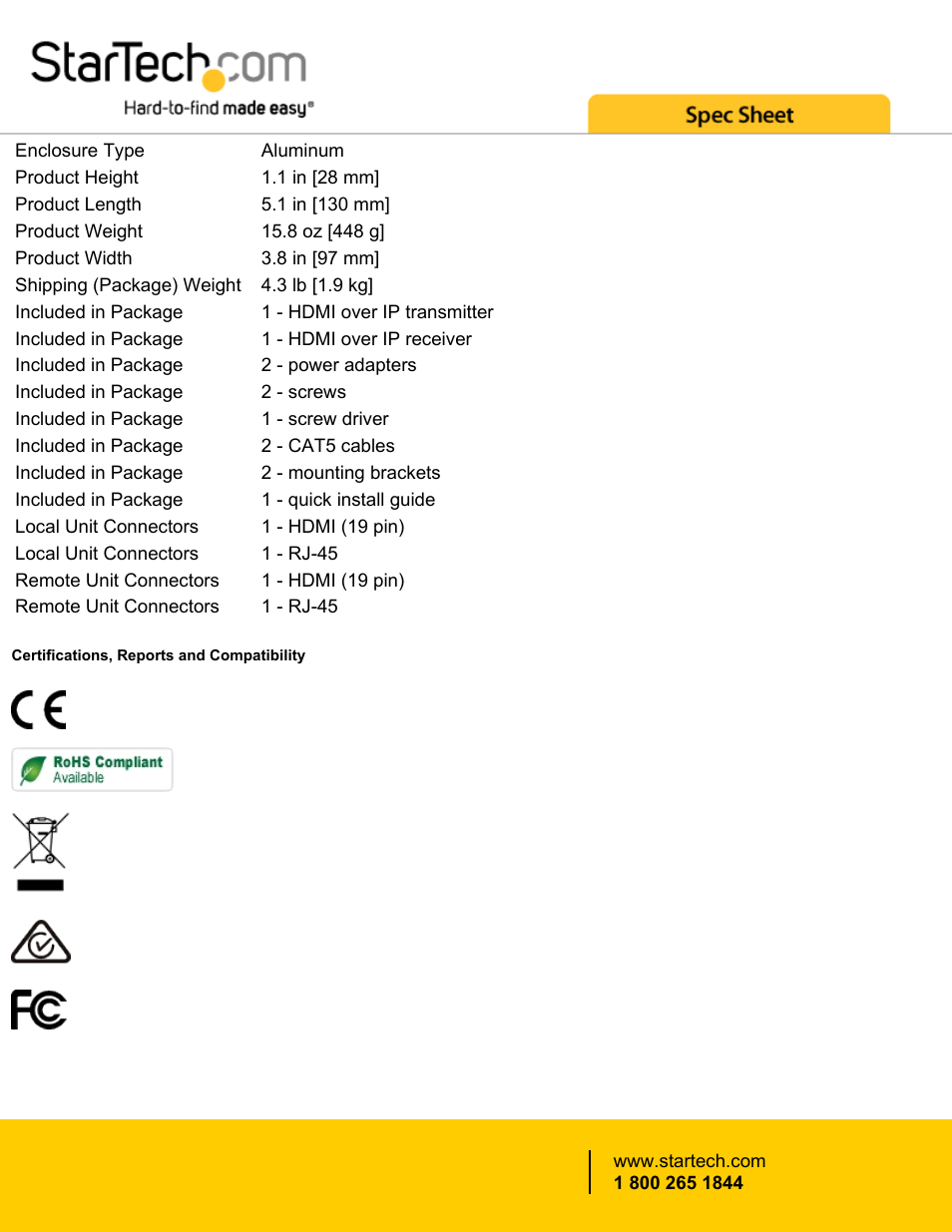 StarTech.com HDMI and USB over Cat5e/6 Distribution Kit User Manual | Page 5 / 5