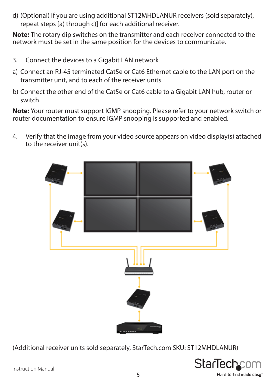 StarTech.com HDMI and USB over Cat5e/6 Distribution Kit User Manual | Page 8 / 11