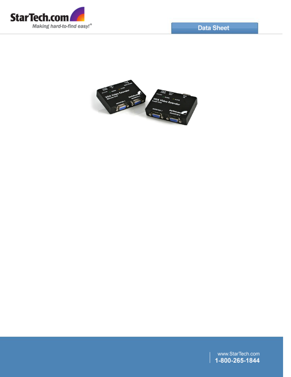 StarTech.com ST121UTP VGA Video Extender Over Cat5 (Black) User Manual | 3 pages