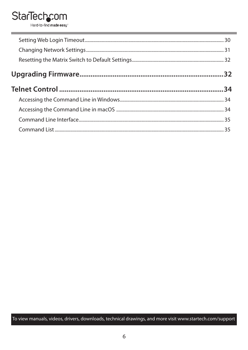 Upgrading firmware telnet control | StarTech.com 4x4 HDMI Matrix Switcher with Audio and Ethernet Control (4K60) User Manual | Page 7 / 38