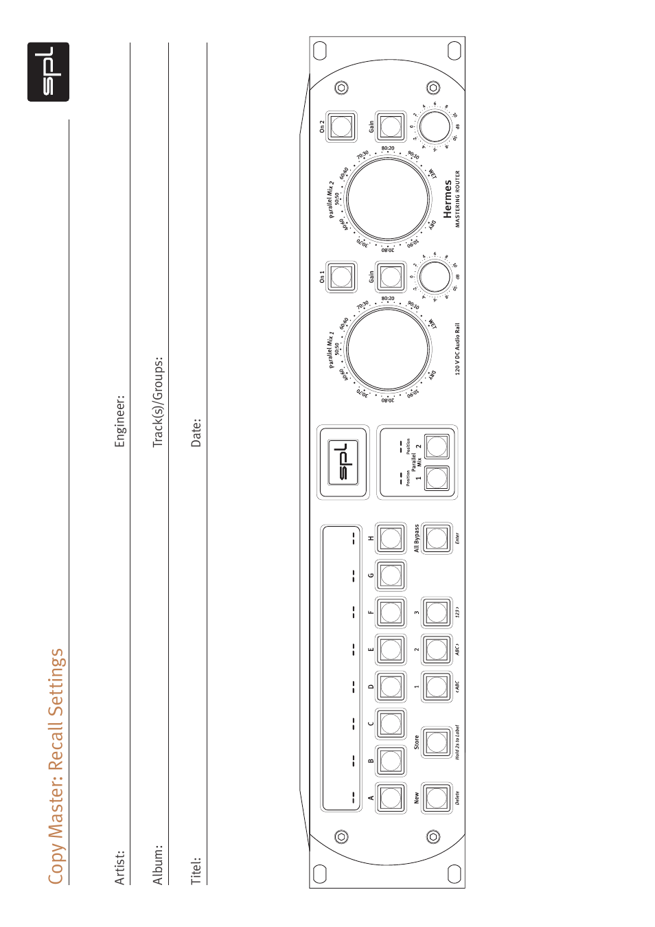 Co py m as te r: r ec al l se tt in gs | SPL Hermes Mastering Router with Dual Parallel Mixes (Red) User Manual | Page 24 / 24