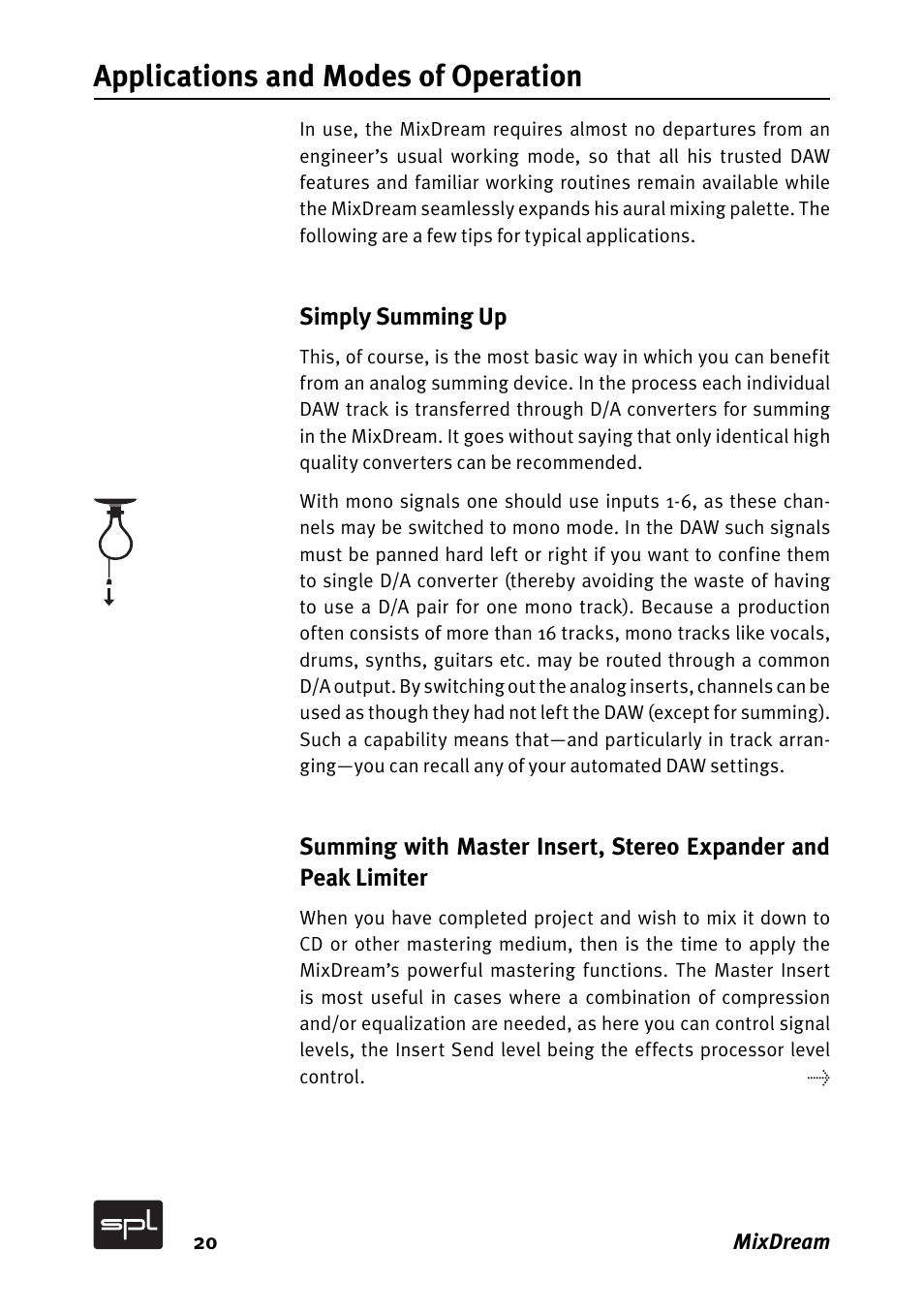 Applications and modes of operation | SPL MixDream Model 2384 16x2 Analog Summing Mixer User Manual | Page 20 / 30