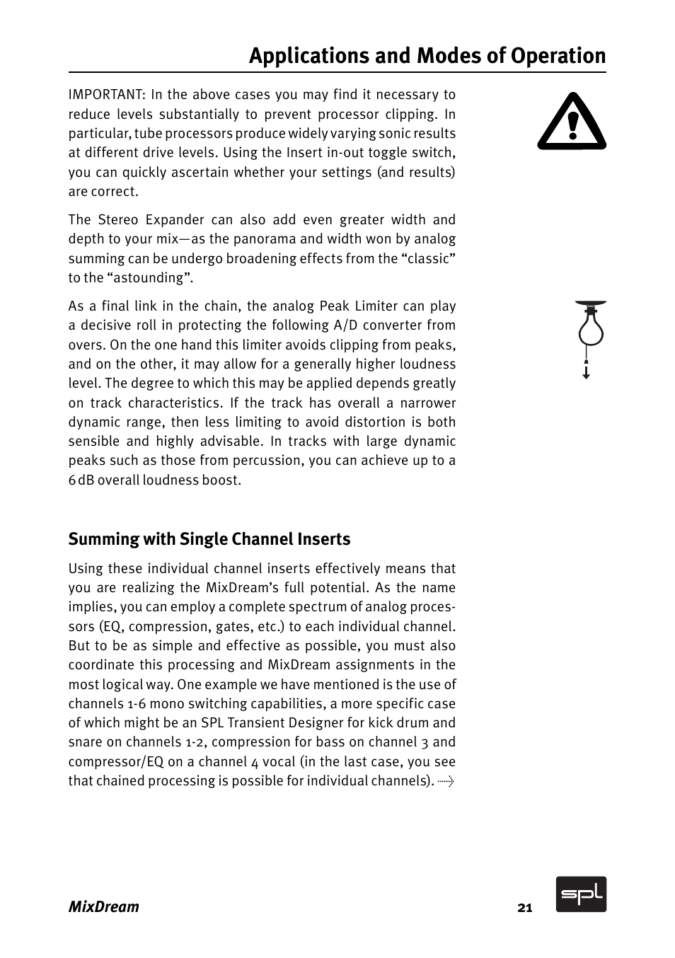 Applications and modes of operation | SPL MixDream Model 2384 16x2 Analog Summing Mixer User Manual | Page 21 / 30