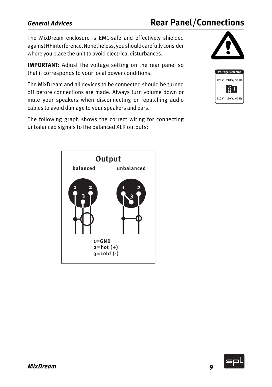 Rear panel/connections, Output | SPL MixDream Model 2384 16x2 Analog Summing Mixer User Manual | Page 9 / 30