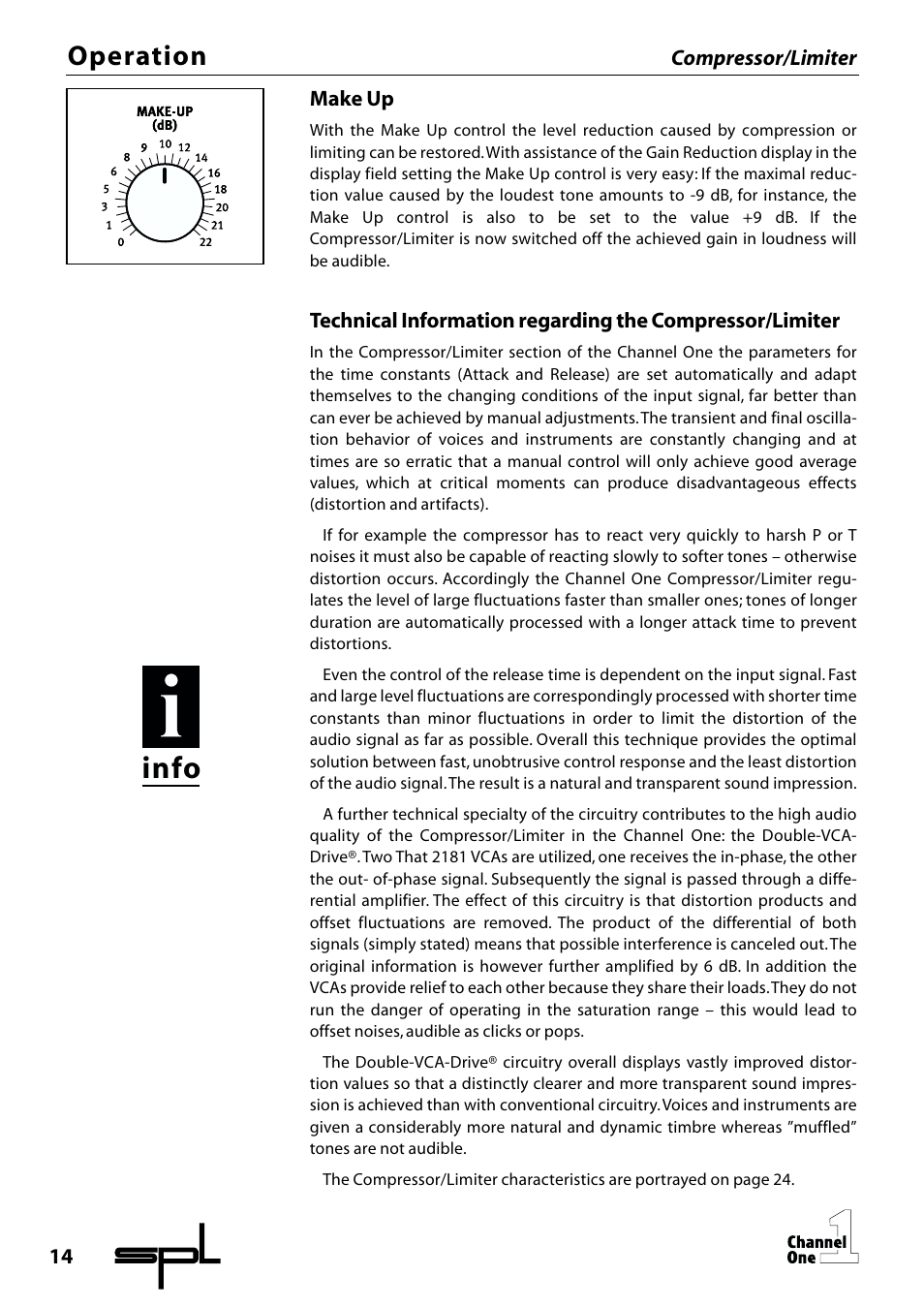 Info, Operation | SPL Channel One Channel Strip User Manual | Page 14 / 28