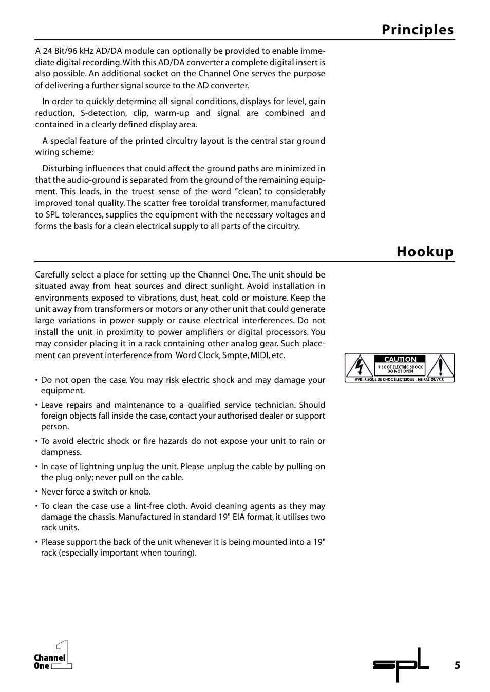 Principles hookup | SPL Channel One Channel Strip User Manual | Page 5 / 28