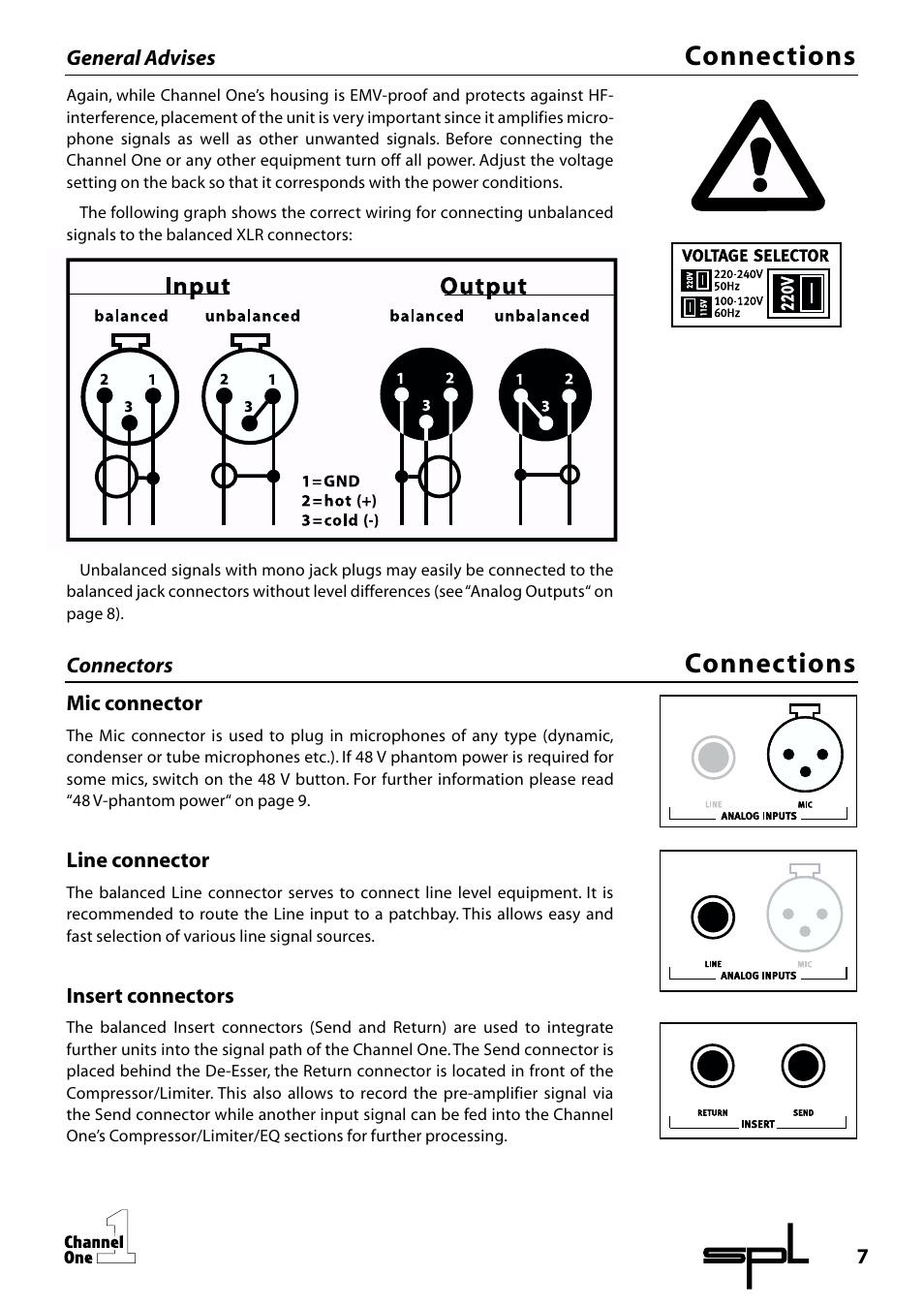 Connections | SPL Channel One Channel Strip User Manual | Page 7 / 28