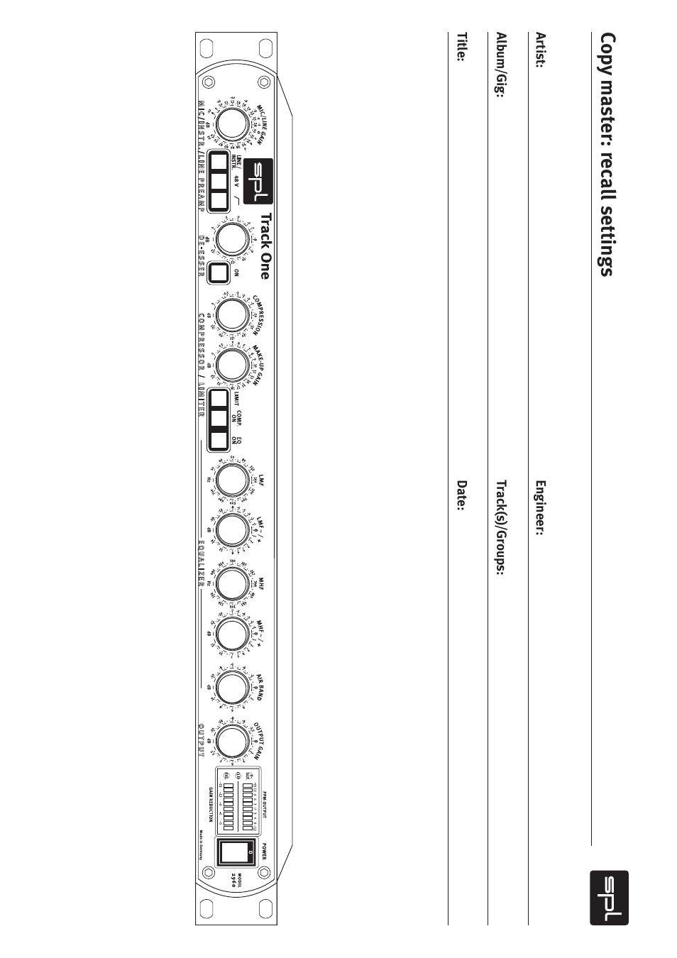 Copy master: recall settings | SPL Track One Channel Strip User Manual | Page 18 / 22