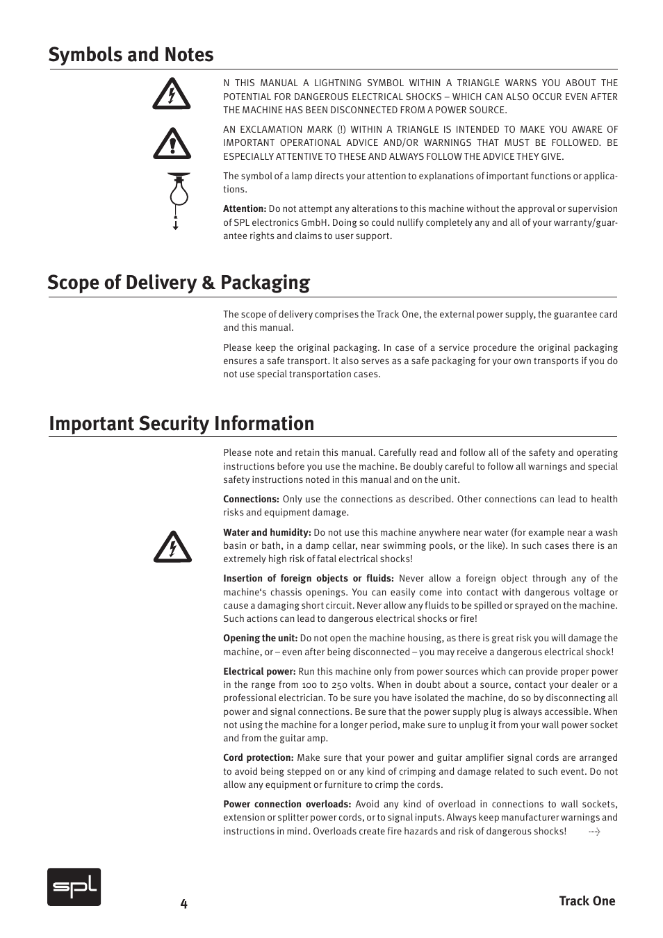 4track one | SPL Track One Channel Strip User Manual | Page 4 / 22