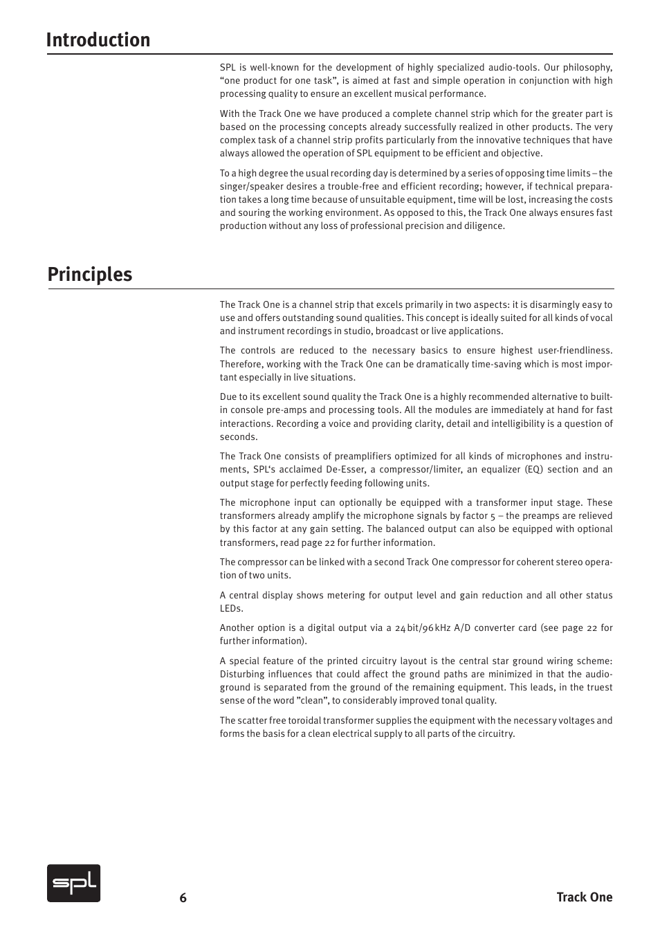 Introduction principles | SPL Track One Channel Strip User Manual | Page 6 / 22
