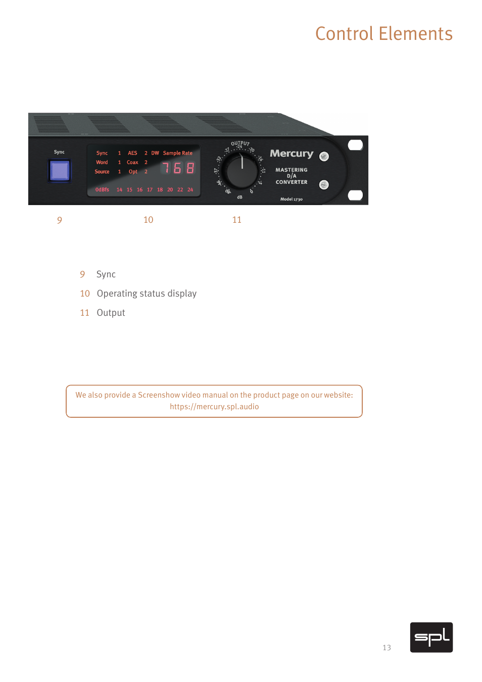 Control elements | SPL Mercury Mastering D/A Converter (All Black) User Manual | Page 15 / 22