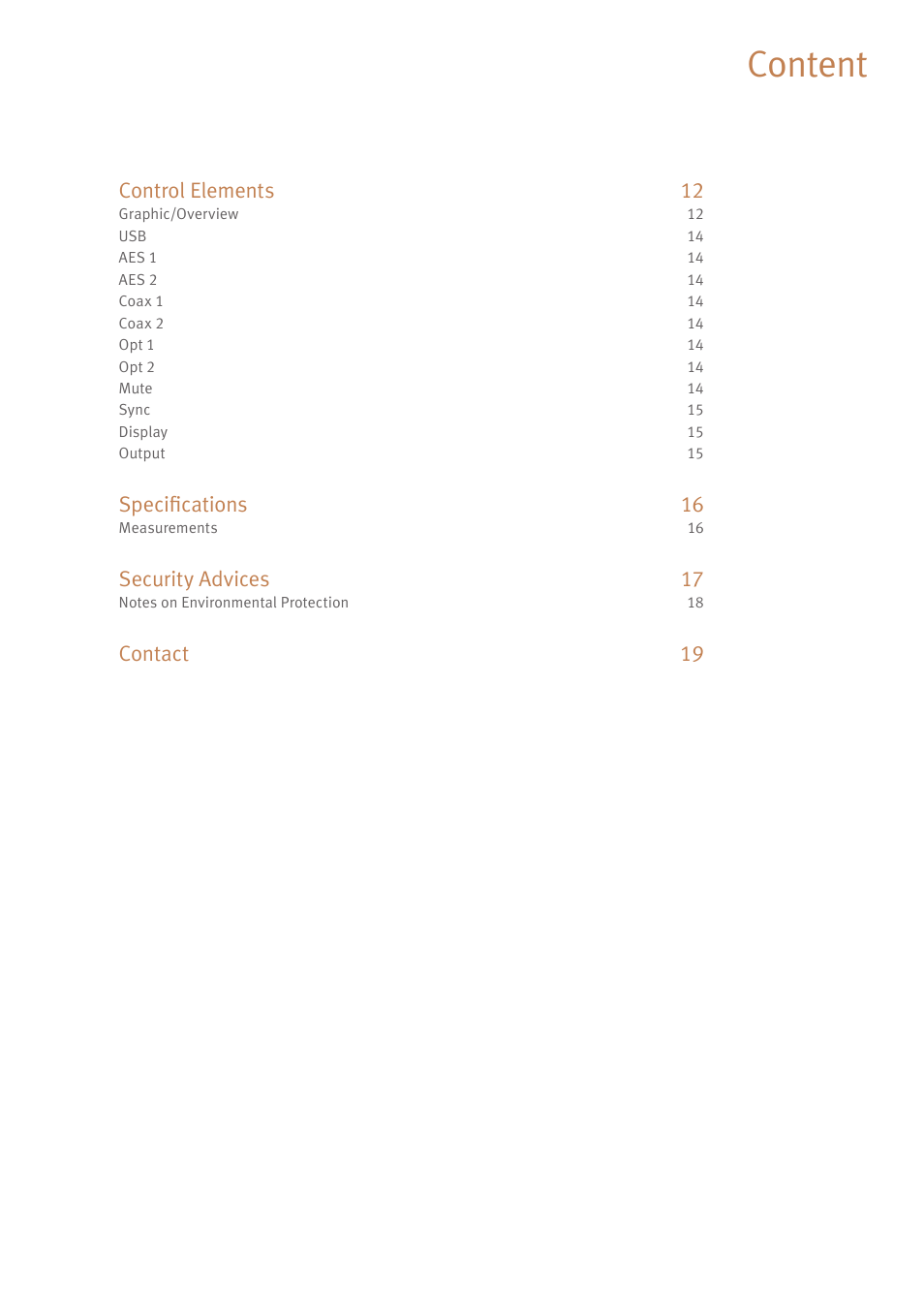 Content | SPL Mercury Mastering D/A Converter (All Black) User Manual | Page 3 / 22