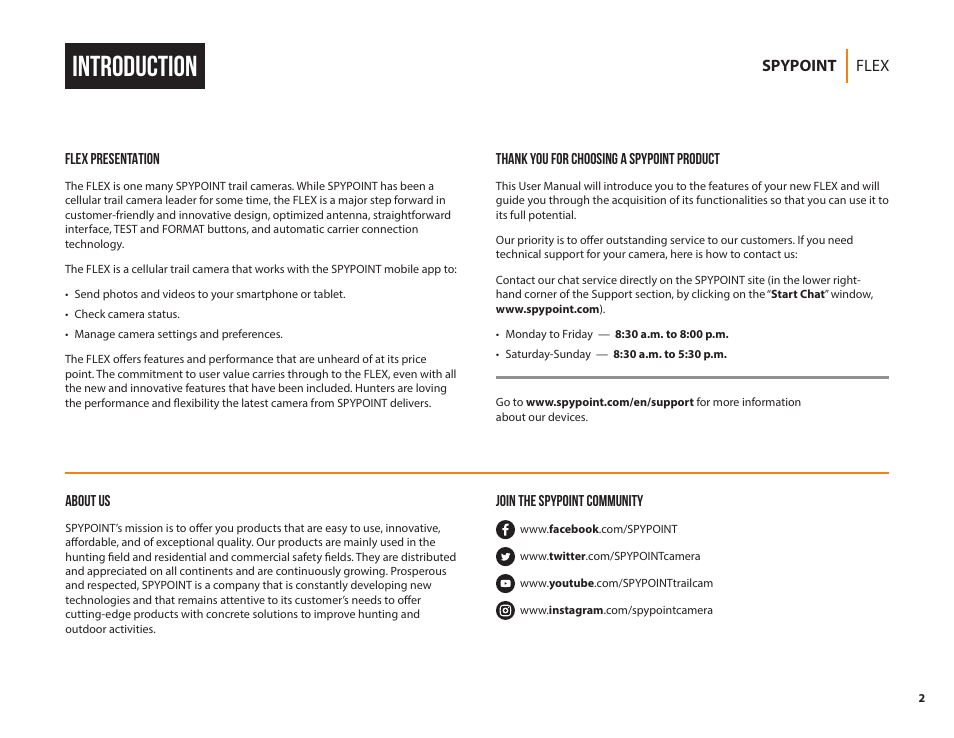 Introduction | SPYPOINT FLEX-G36 Cellular Trail Camera (2-Pack) User Manual | Page 2 / 24