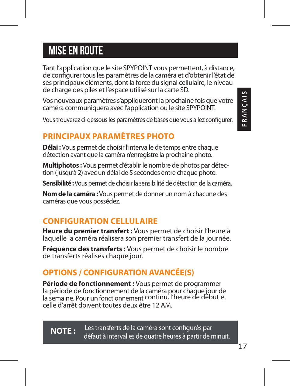 Mise en route | SPYPOINT LINK-MICRO-LTE-V Cellular Trail Camera (Verizon Data Plan) User Manual | Page 17 / 92