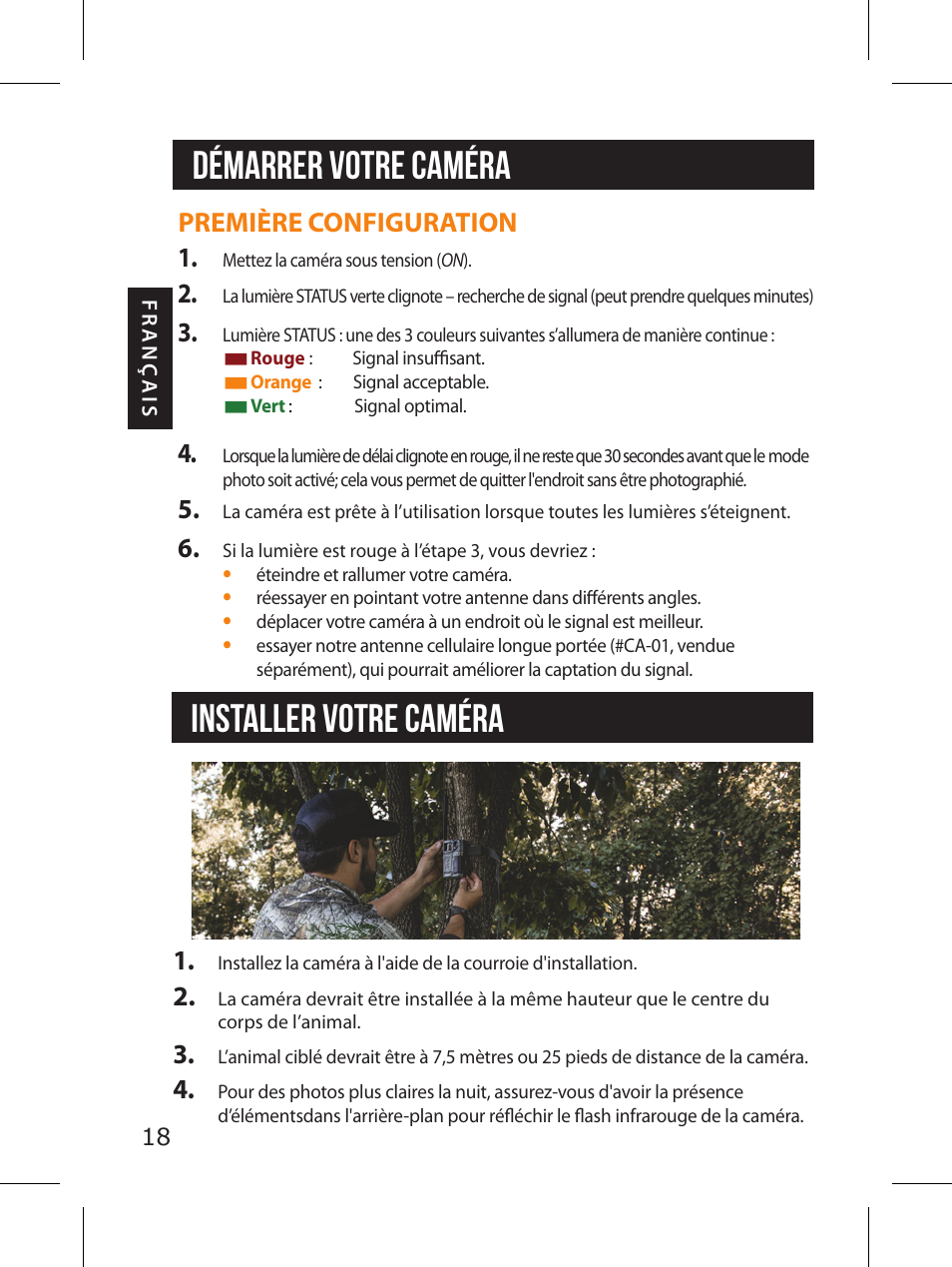 Démarrer votre caméra, Installer votre caméra | SPYPOINT LINK-MICRO-LTE-V Cellular Trail Camera (Verizon Data Plan) User Manual | Page 18 / 92