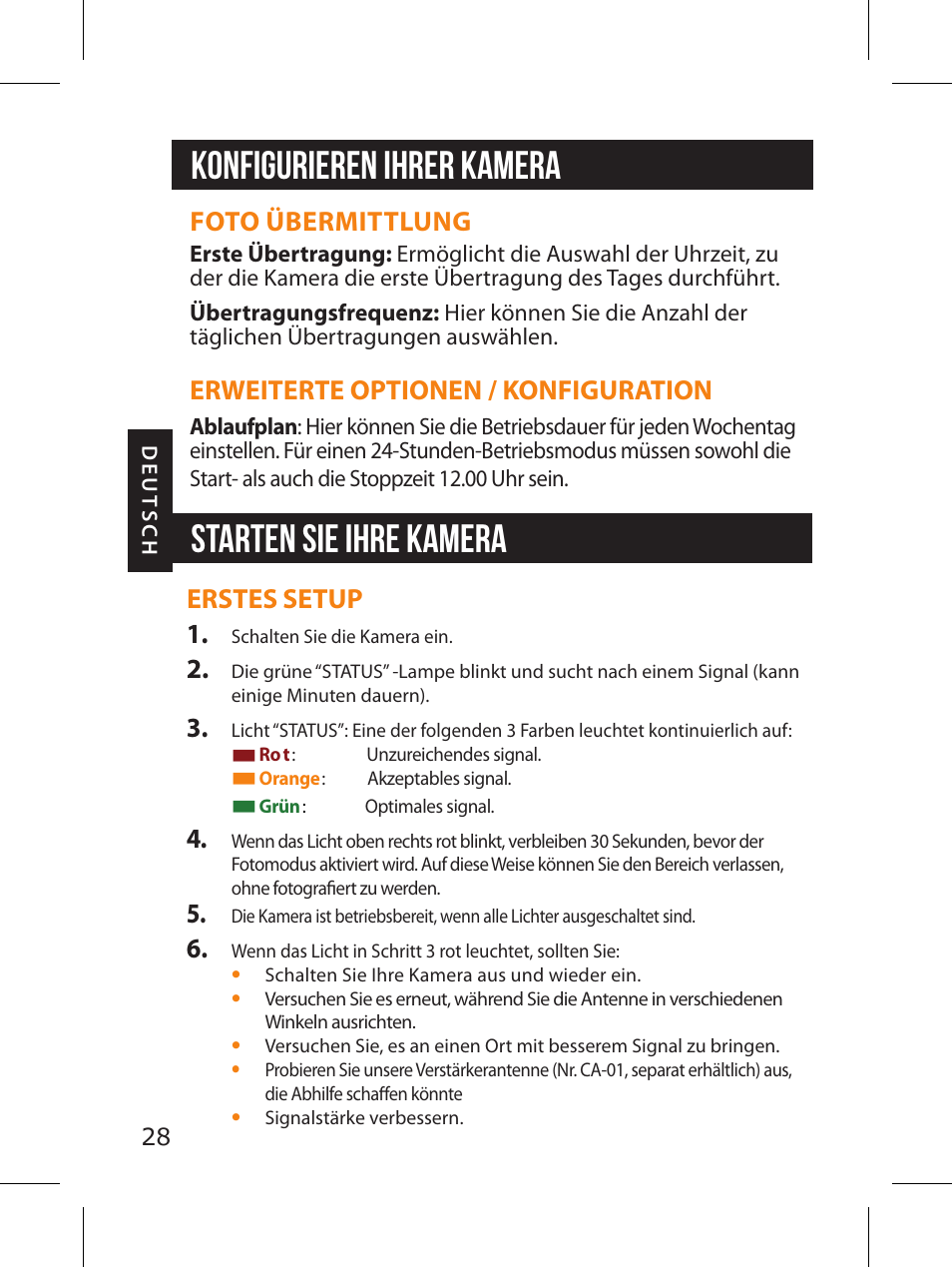 Starten sie ihre kamera konfigurieren ihrer kamera | SPYPOINT LINK-MICRO-LTE-V Cellular Trail Camera (Verizon Data Plan) User Manual | Page 28 / 92