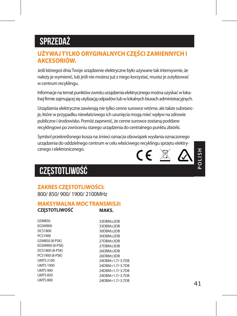 Sprzedaż częstotliwość | SPYPOINT LINK-MICRO-LTE-V Cellular Trail Camera (Verizon Data Plan) User Manual | Page 41 / 92