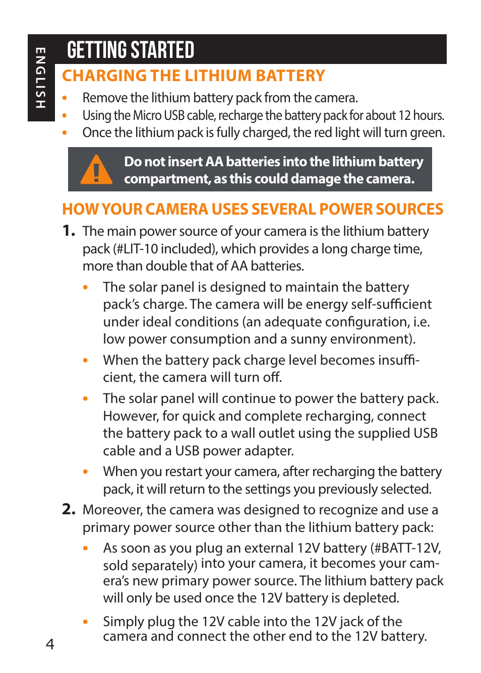 Getting started | SPYPOINT LINK-MICRO-S-LTE Cellular Trail Camera (AT&T Data Plan) User Manual | Page 4 / 12