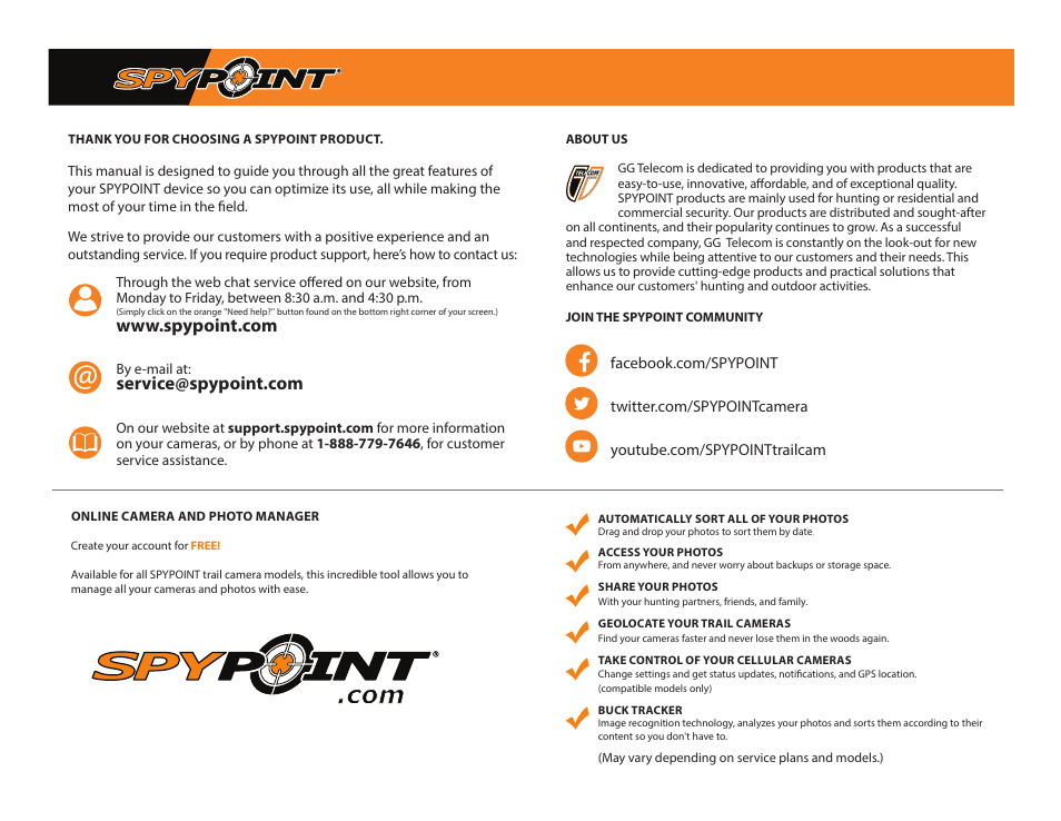 SPYPOINT Force-20 Trail Camera (Brown) User Manual | Page 2 / 17