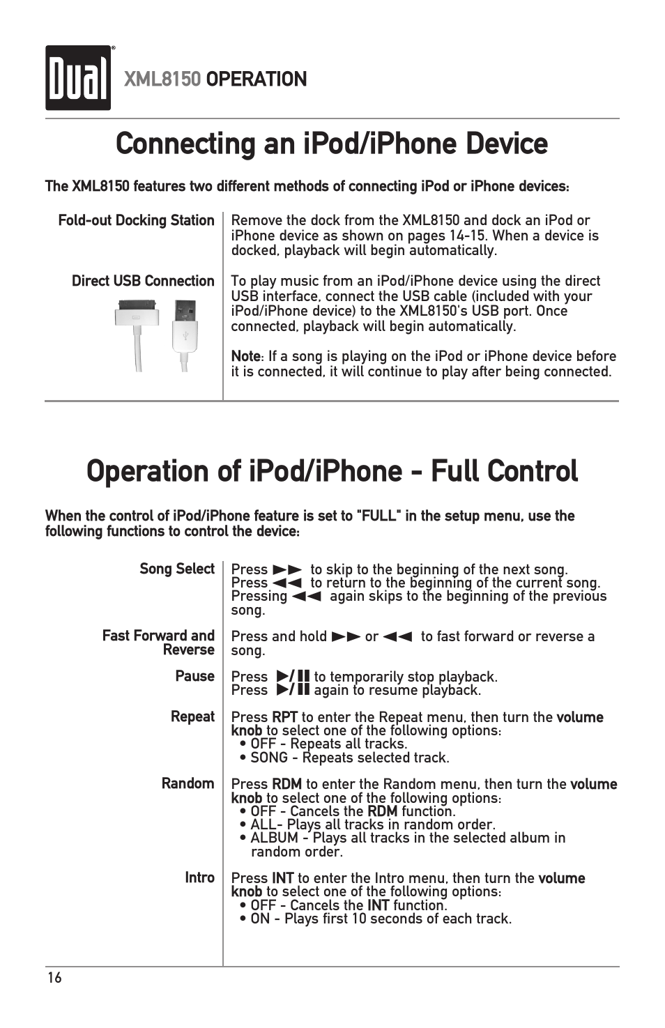 Xml8150 operation | Dual XML8150 User Manual | Page 16 / 32