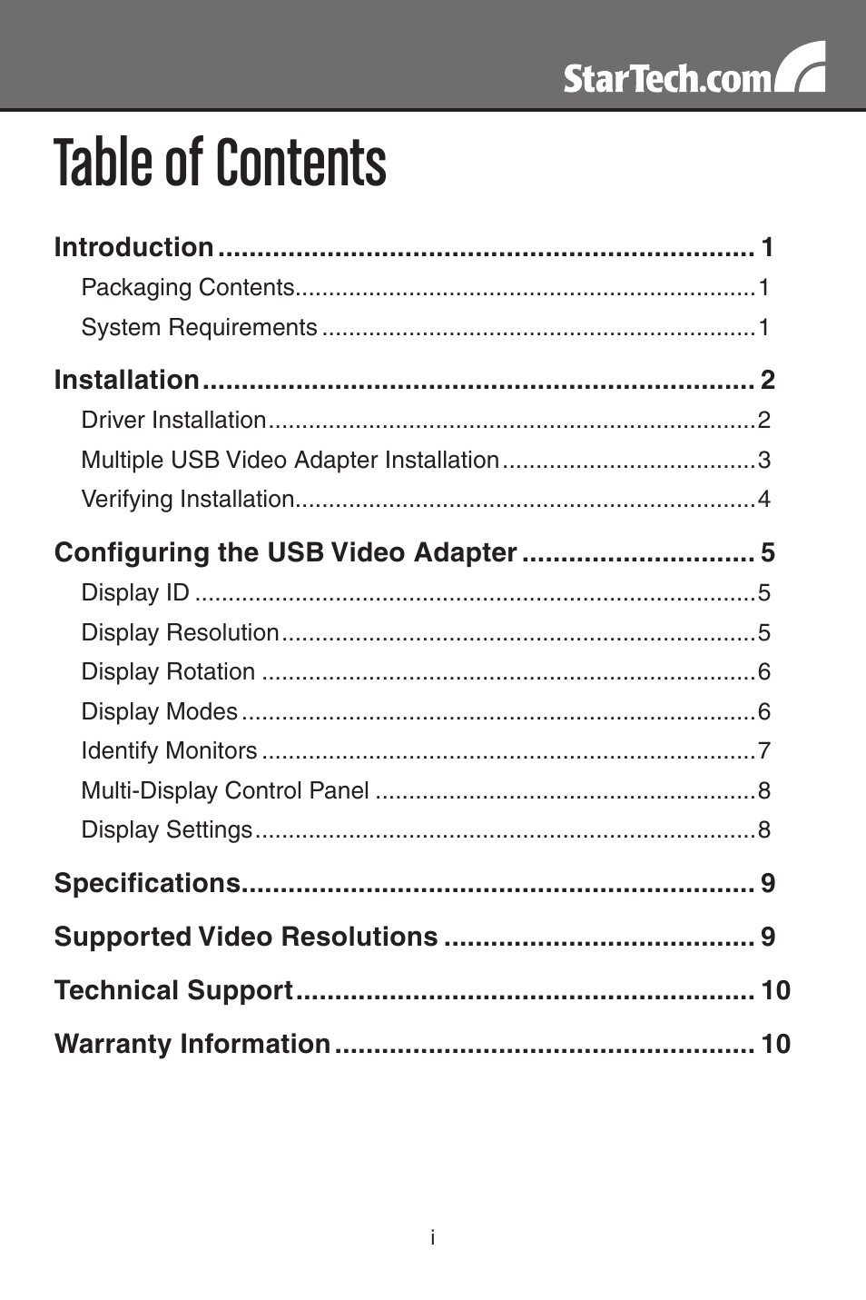 StarTech.com USB to VGA Multi-Monitor External Video Adapter (Gray) User Manual | Page 3 / 14