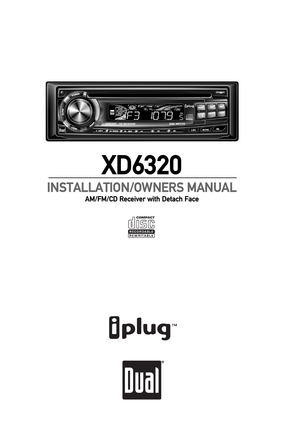 Dual AM/FM/CD RECEIVER with Detach Face XD6320 User Manual | 12 pages