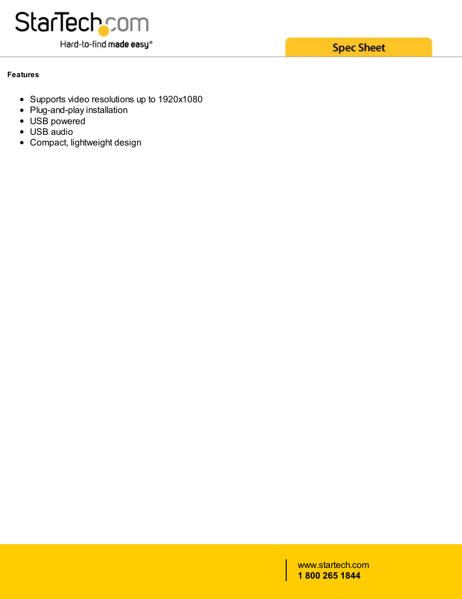 StarTech.com VGA to 1080p HDMI Adapter with USB Audio & Power (10.2") User Manual | Page 2 / 4
