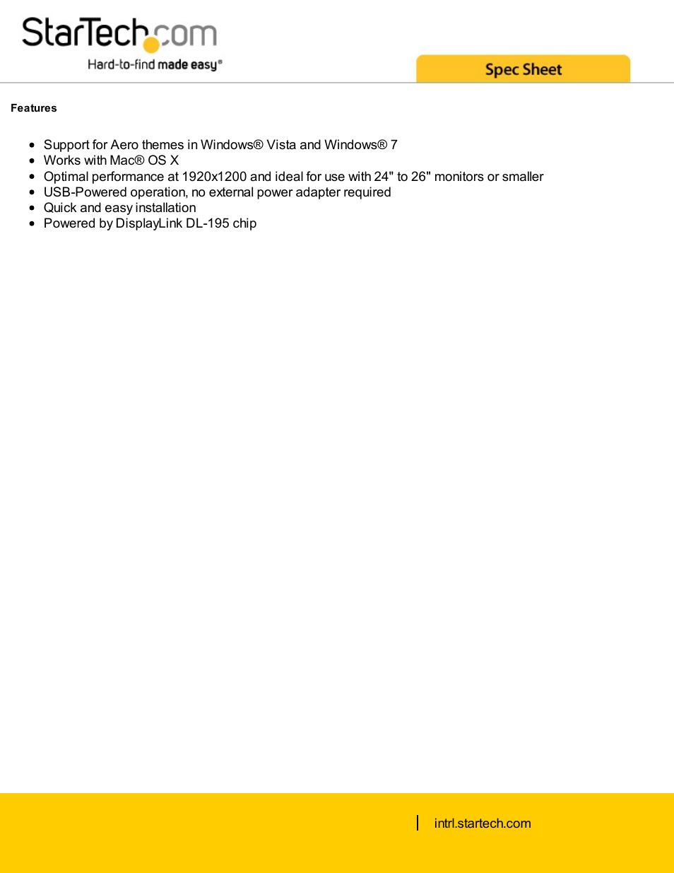 StarTech.com USB 2.0 Type-A Male to DVI-I Female Display Adapter User Manual | Page 2 / 4