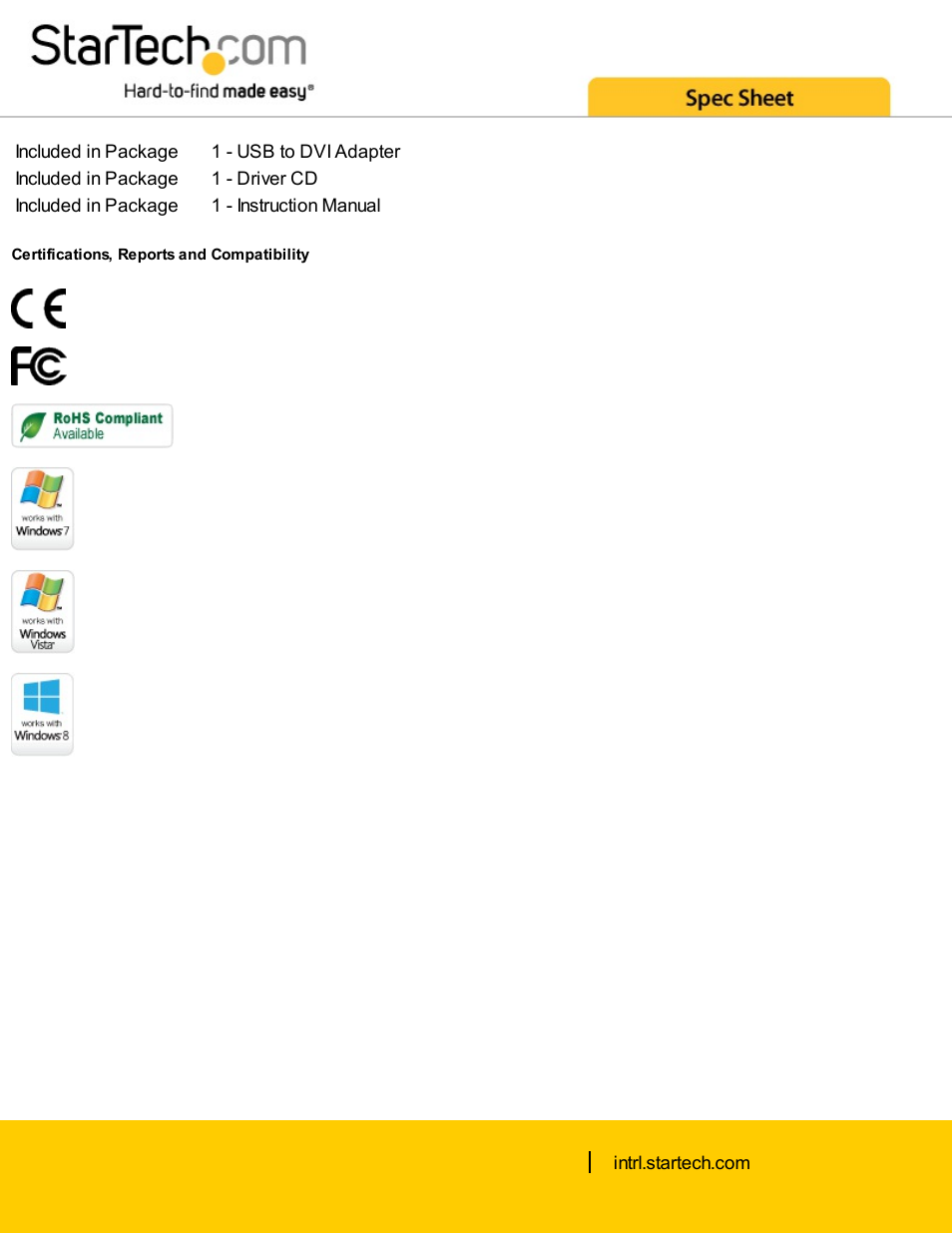 StarTech.com USB 2.0 Type-A Male to DVI-I Female Display Adapter User Manual | Page 4 / 4