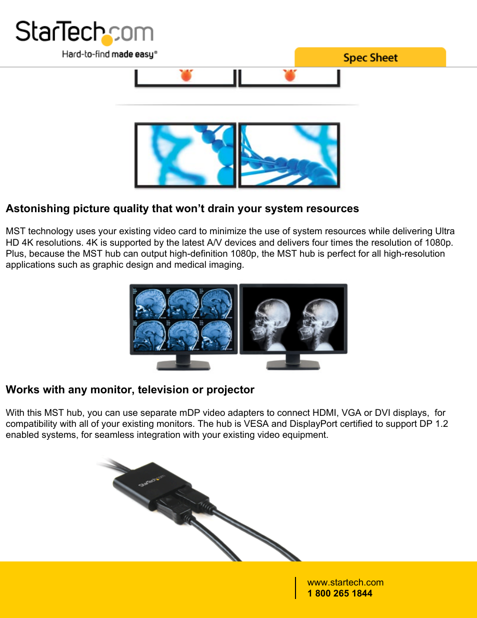 StarTech.com Mini DisplayPort Male to Dual DisplayPort Female MST Hub (USB Powered) User Manual | Page 2 / 6