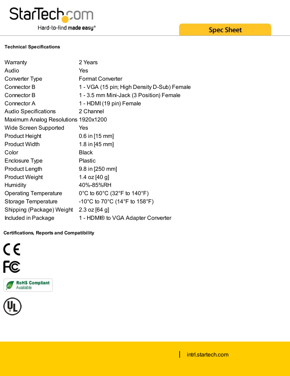 StarTech.com HDMI to VGA Converter with Audio User Manual | Page 2 / 2