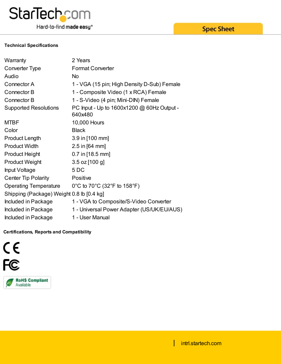 StarTech.com VGA to S-Video and Composite Converter User Manual | Page 2 / 2