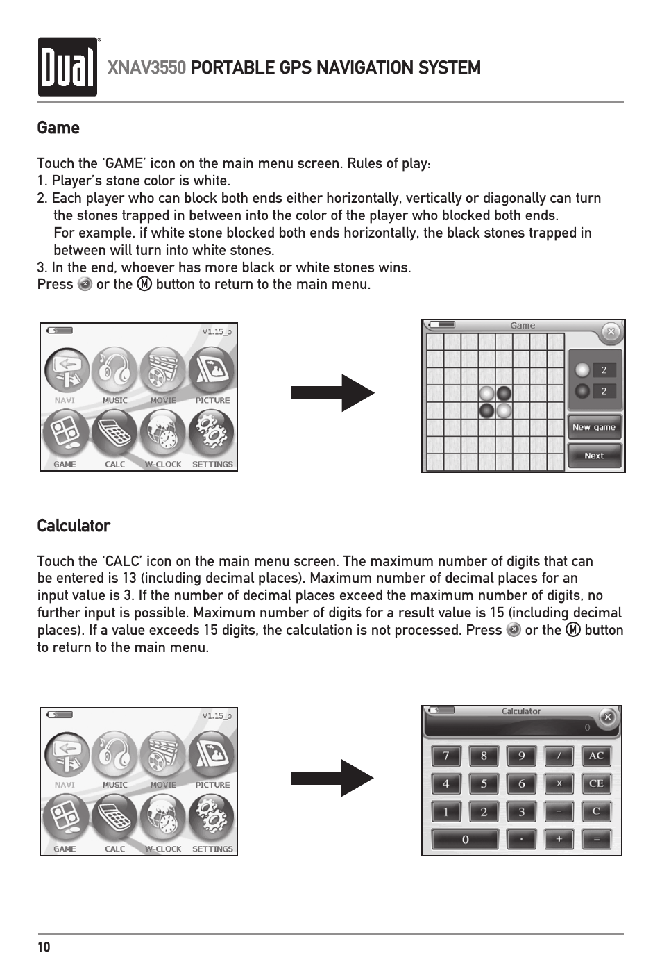 Xnav3550 portable gps navigation system | Dual XNAV3550 User Manual | Page 12 / 36