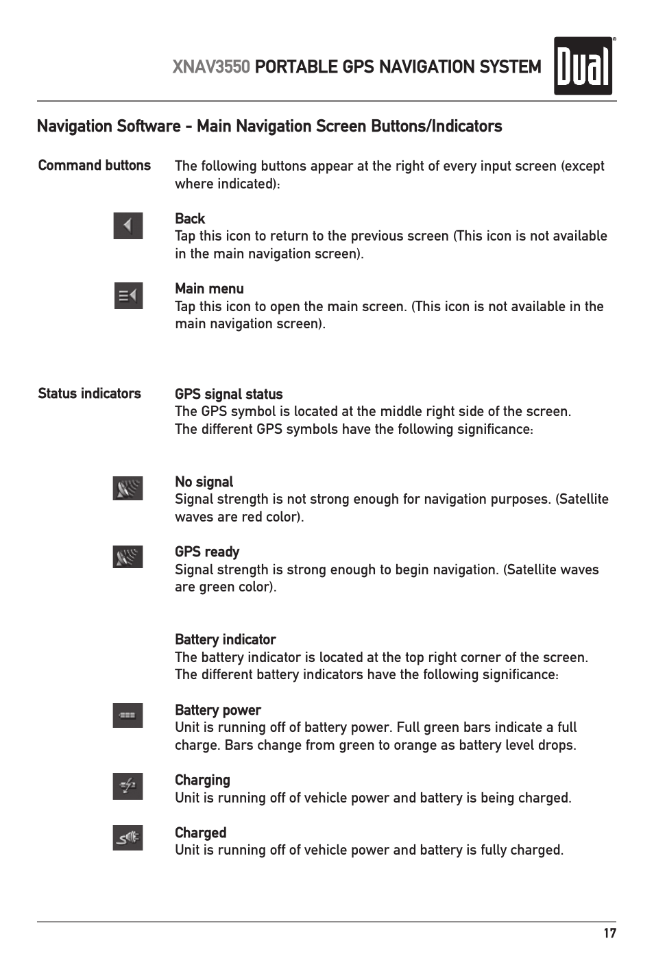 Xnav3550 portable gps navigation system | Dual XNAV3550 User Manual | Page 19 / 36