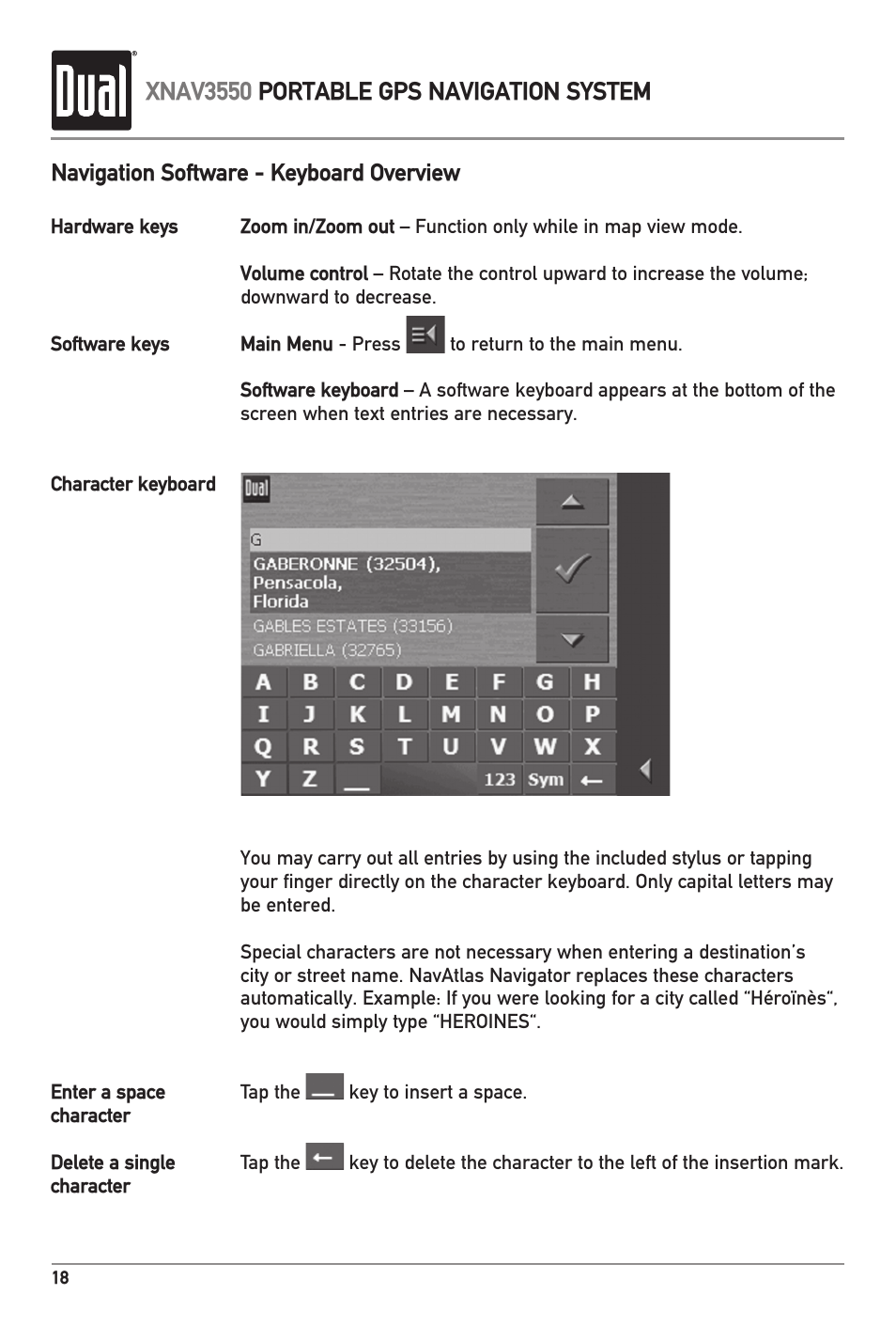 Xnav3550 portable gps navigation system | Dual XNAV3550 User Manual | Page 20 / 36