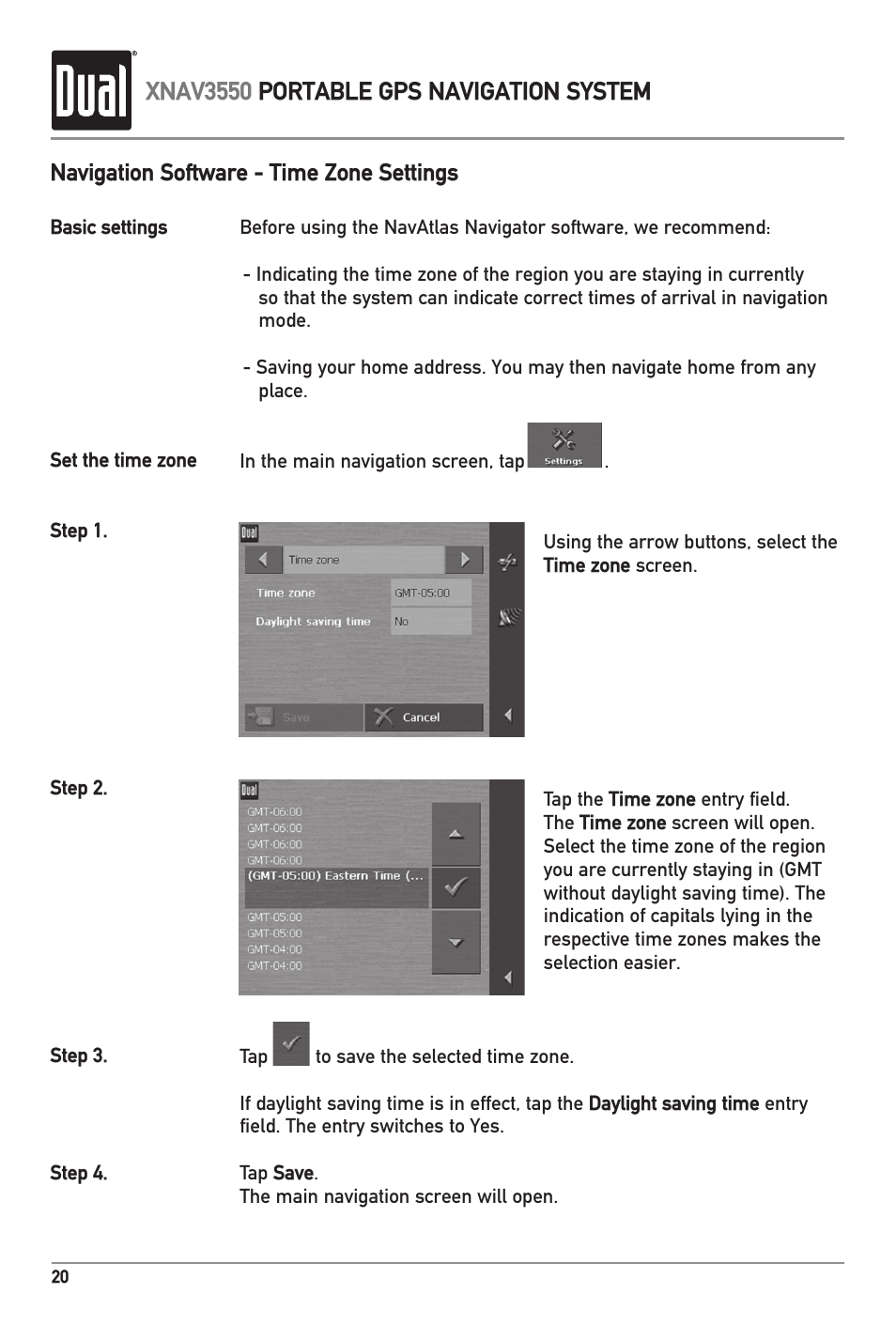 Xnav3550 portable gps navigation system | Dual XNAV3550 User Manual | Page 22 / 36