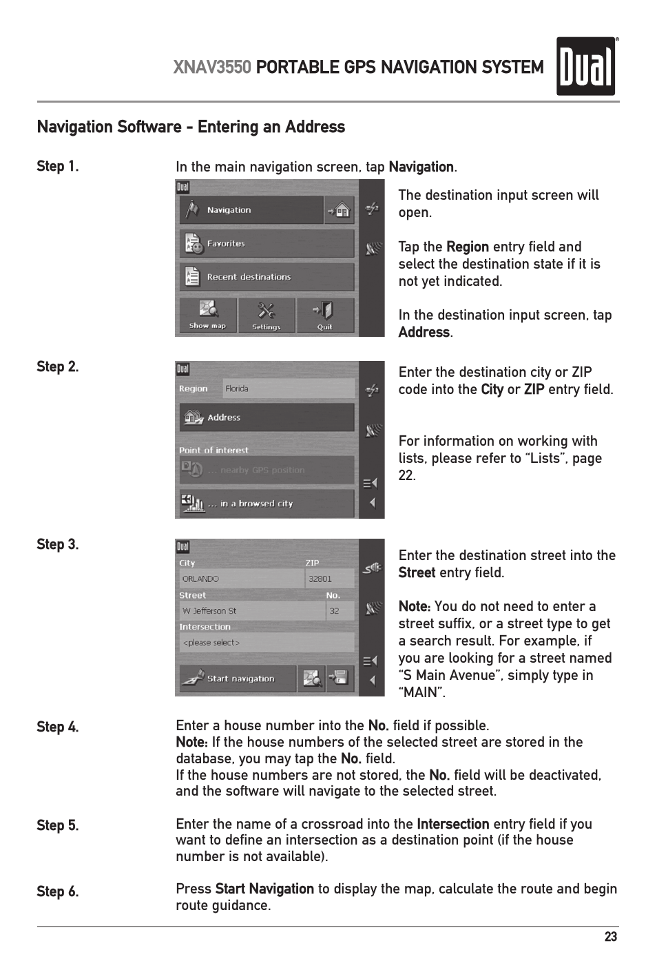 Xnav3550 portable gps navigation system | Dual XNAV3550 User Manual | Page 25 / 36