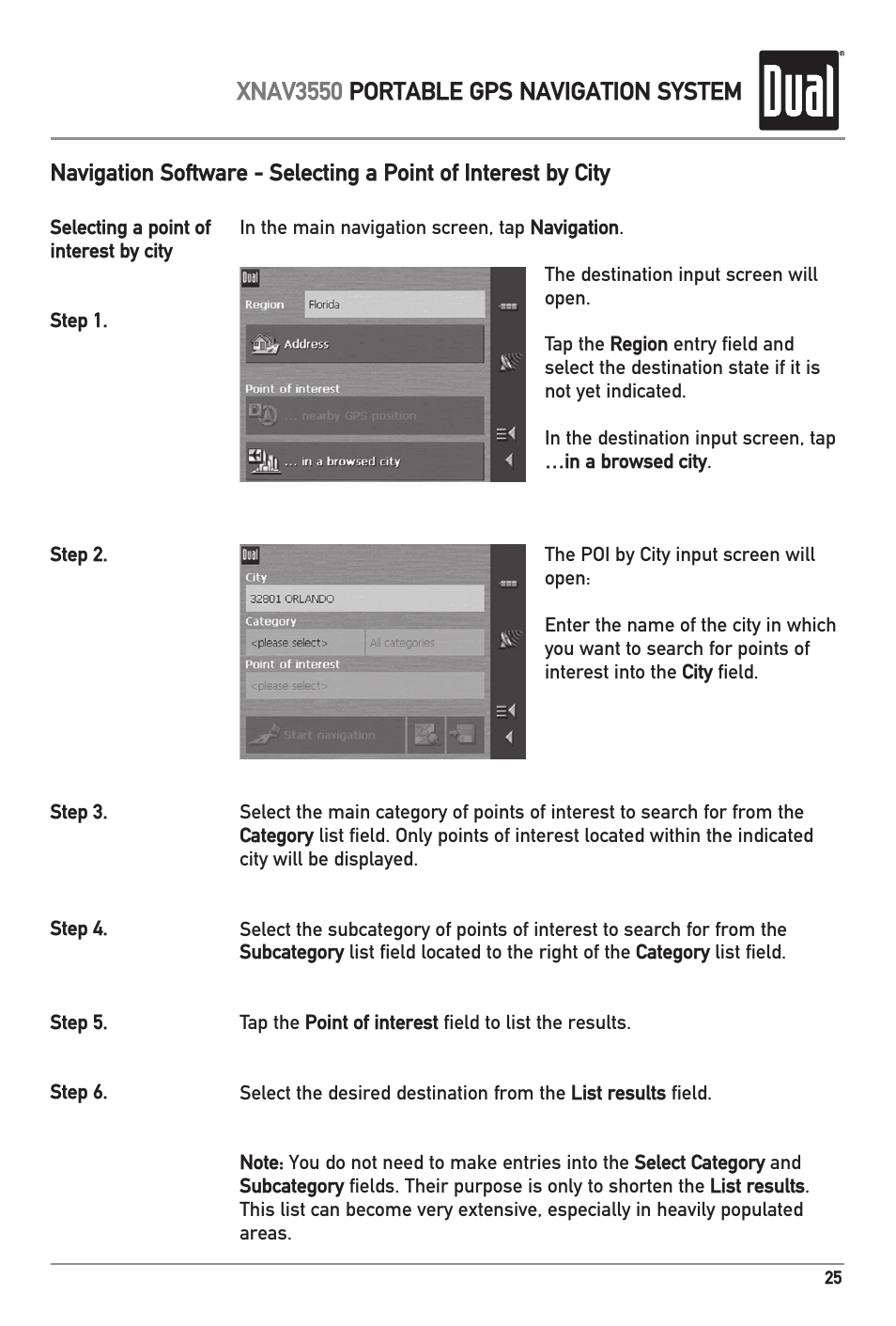 Xnav3550 portable gps navigation system | Dual XNAV3550 User Manual | Page 27 / 36