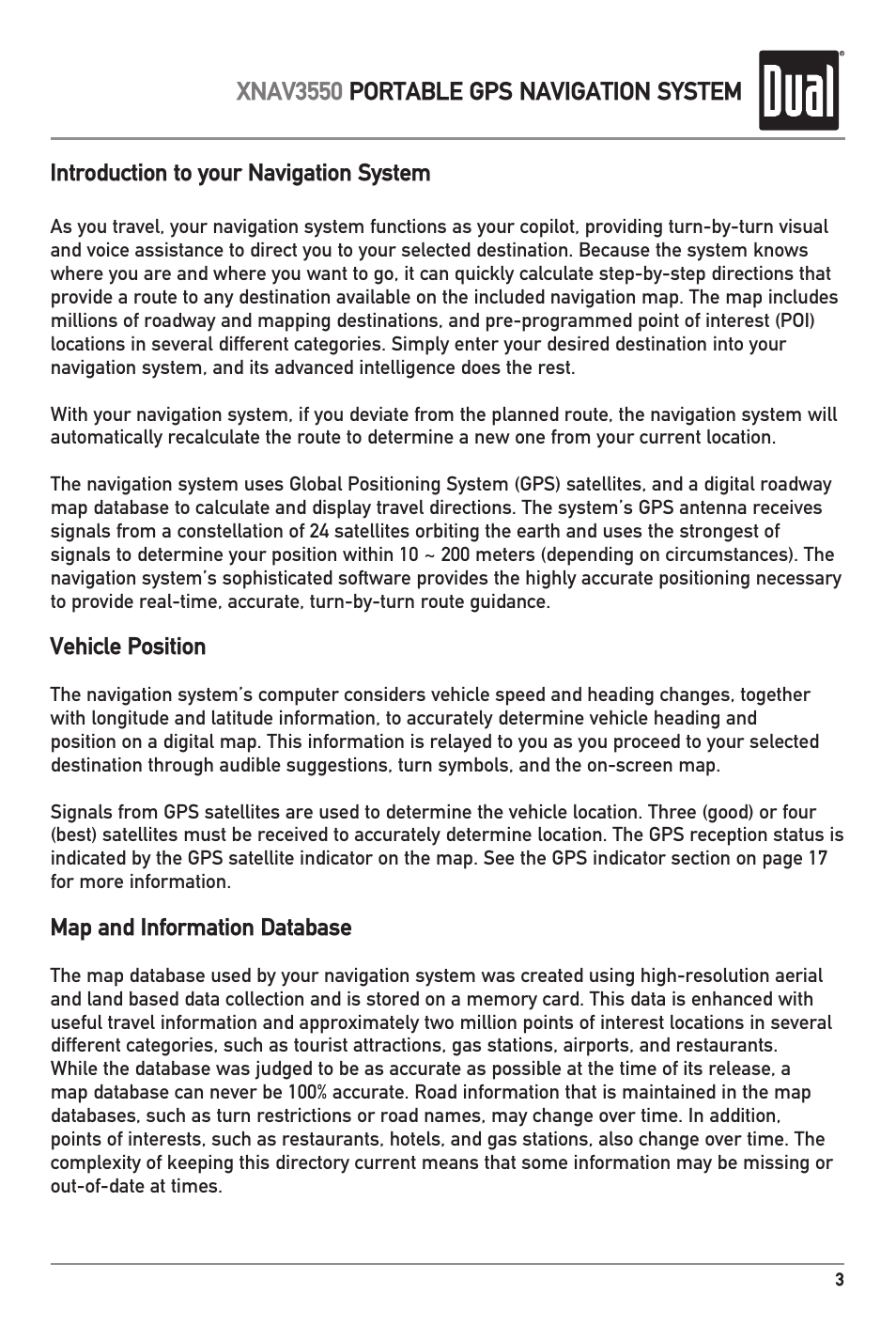 Xnav3550 portable gps navigation system | Dual XNAV3550 User Manual | Page 5 / 36