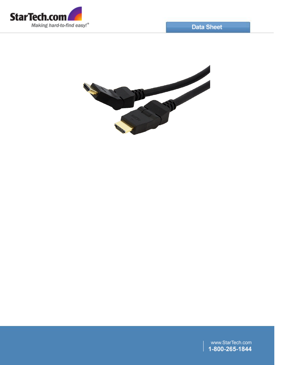 StarTech.com Swiveling High-Speed HDMI Cable (6') User Manual | 2 pages