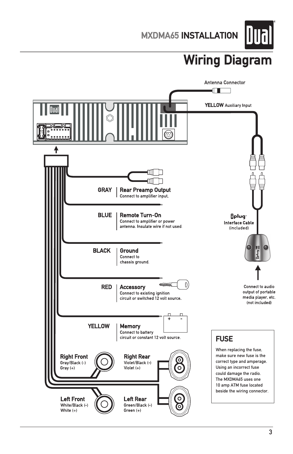 Wiring diagram | Dual MXDMA65 User Manual | Page 3 / 20