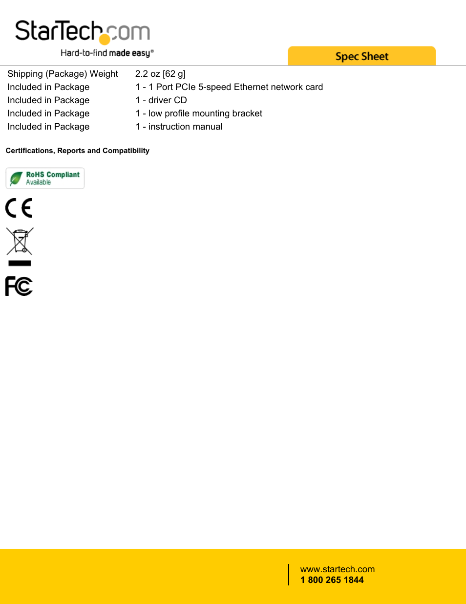 StarTech.com 1-Port PCIe 10GBase-T & NBASE-T Ethernet Network Card User Manual | Page 4 / 4