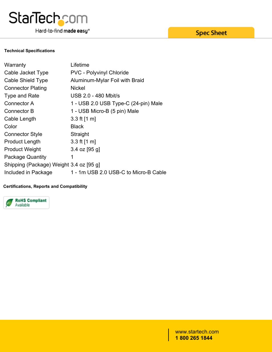 StarTech.com USB Type-C Male to Micro-USB Male Cable (3.3') User Manual | Page 2 / 2