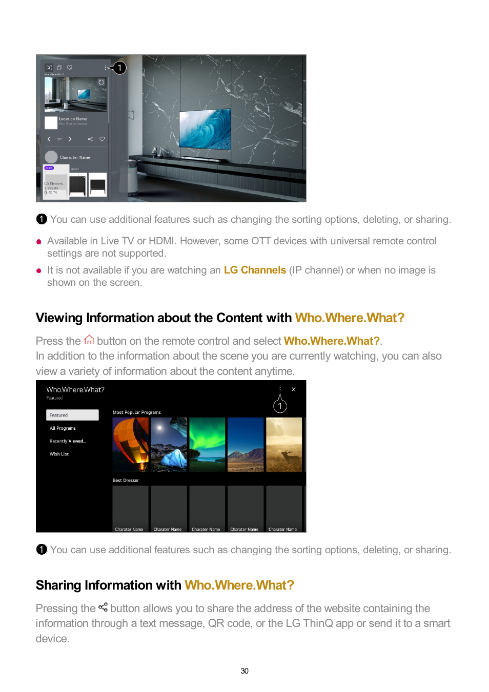 Sharing information with who.where.what | LG UQ7570PUJ 50" 4K HDR Smart LED TV User Manual | Page 30 / 133