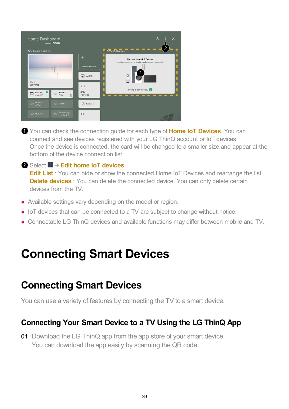 Connecting smart devices | LG UQ7570PUJ 50" 4K HDR Smart LED TV User Manual | Page 39 / 133