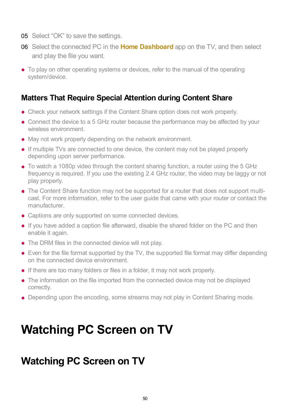 Watching pc screen on tv | LG UQ7570PUJ 50" 4K HDR Smart LED TV User Manual | Page 50 / 133