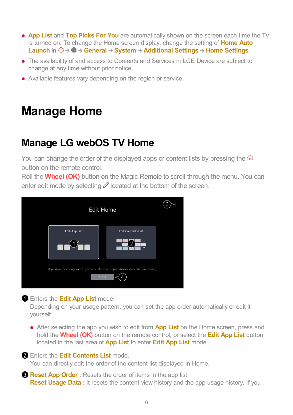 Manage home, Manage lg webos tv home | LG UQ7570PUJ 50" 4K HDR Smart LED TV User Manual | Page 6 / 133