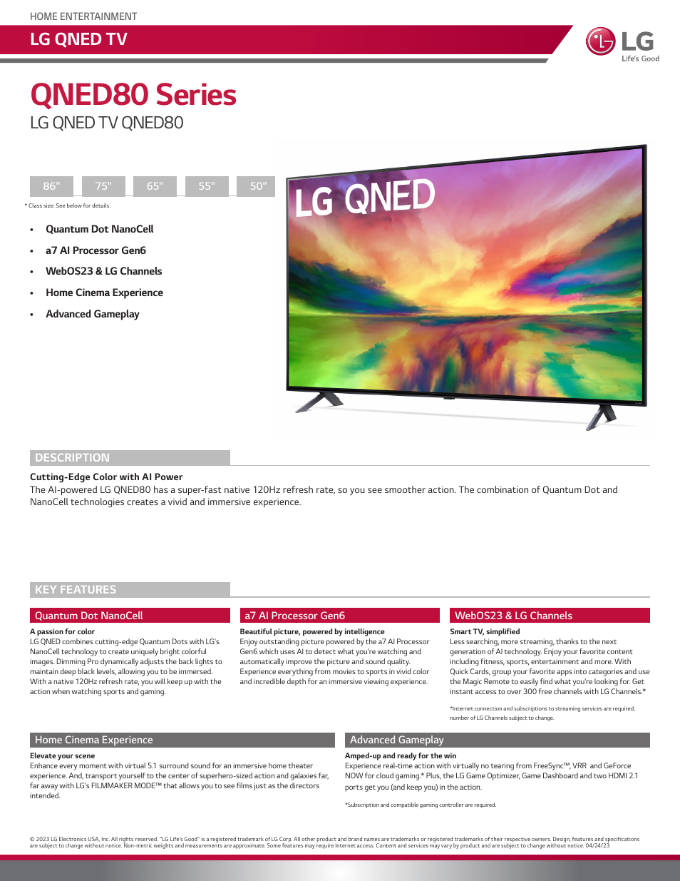 LG QNED80 65" 4K HDR Smart LED TV User Manual | 3 pages